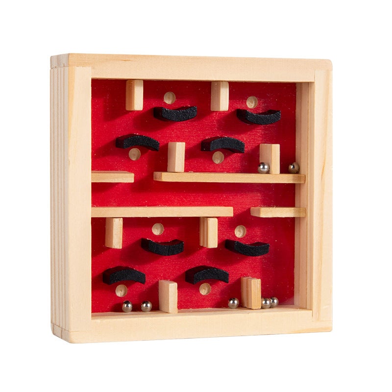 Children'S Wooden Maze Hand-Eye Coordination Intelligence Ball Ball Balance Concentration Game Beneficial Intelligence Wooden Toys - Image 1